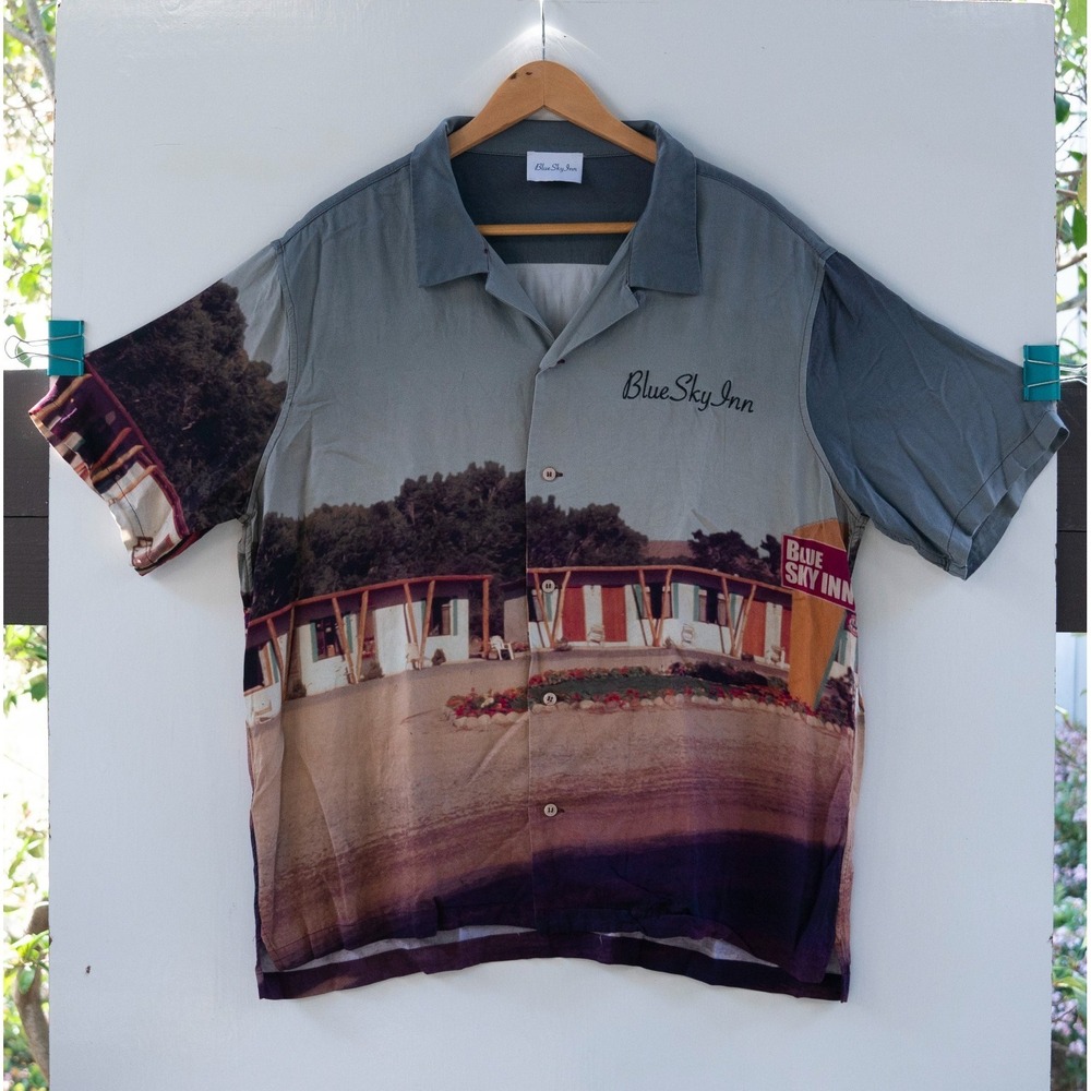 Blue Sky Inn Motel Vegas Printed Button Up Shirt Size XL